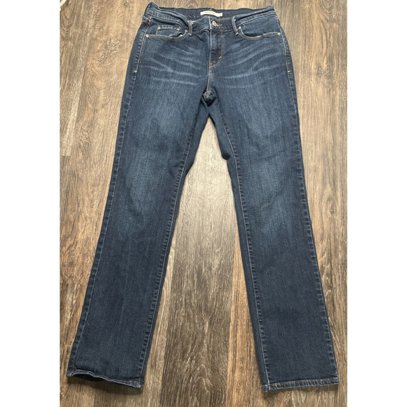 Levi's 505 Straight Women's Size 6 Jeans Dk Wash Denim Classic 90's Lt distress - Picture 2 of 11